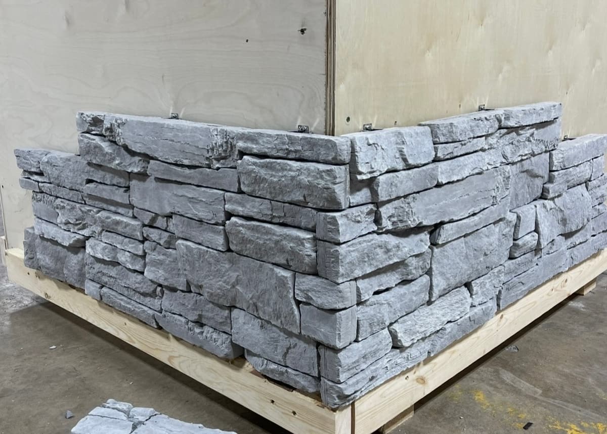 Gray stone corner display